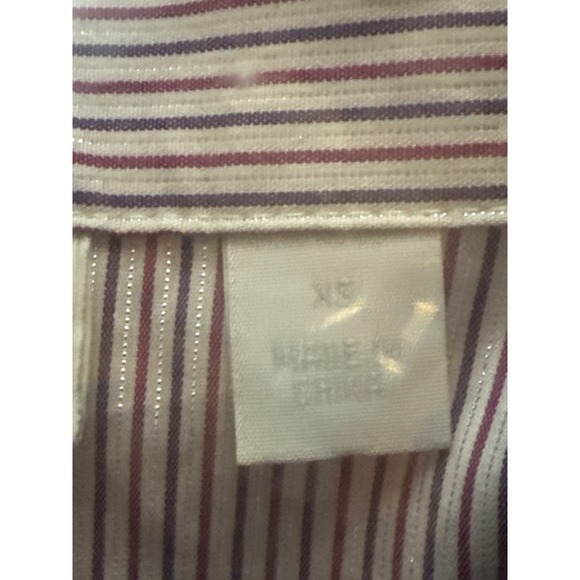 New York Co Stretch Striped Button Up Shirt Sz XS Jeweled Buttons Preppy Work - Picture 11 of 11